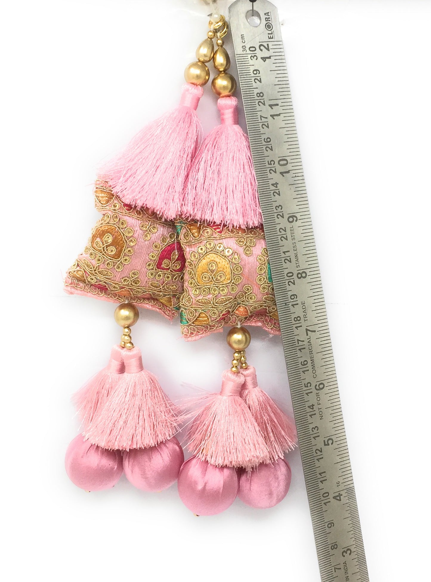 Baby Pink fabric latkan for lehenga - Set of 2