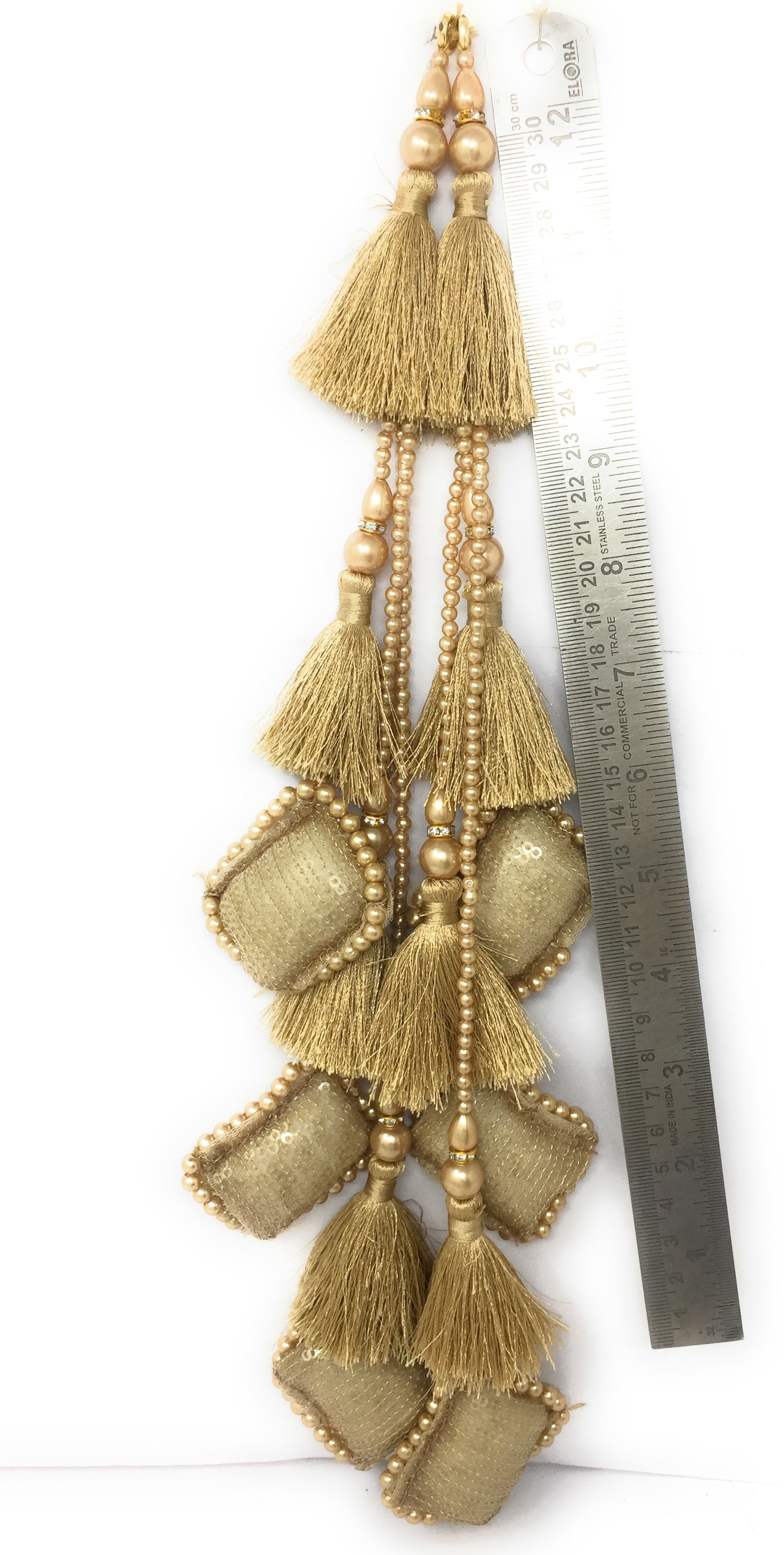 Beige Gold lehenga ki latkan - Set of 2