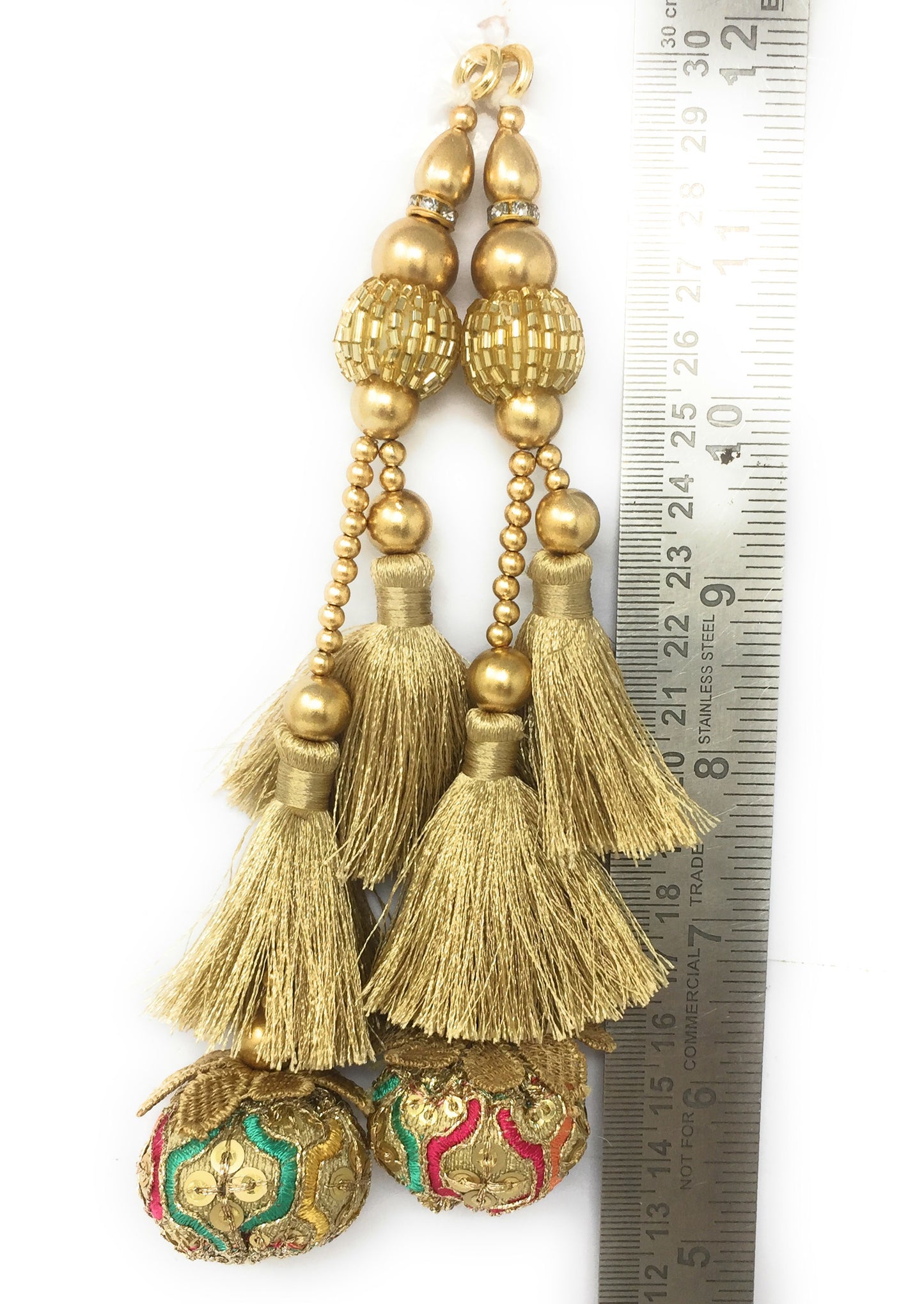 Beige Gold tassels for indian blouses - Set of 2