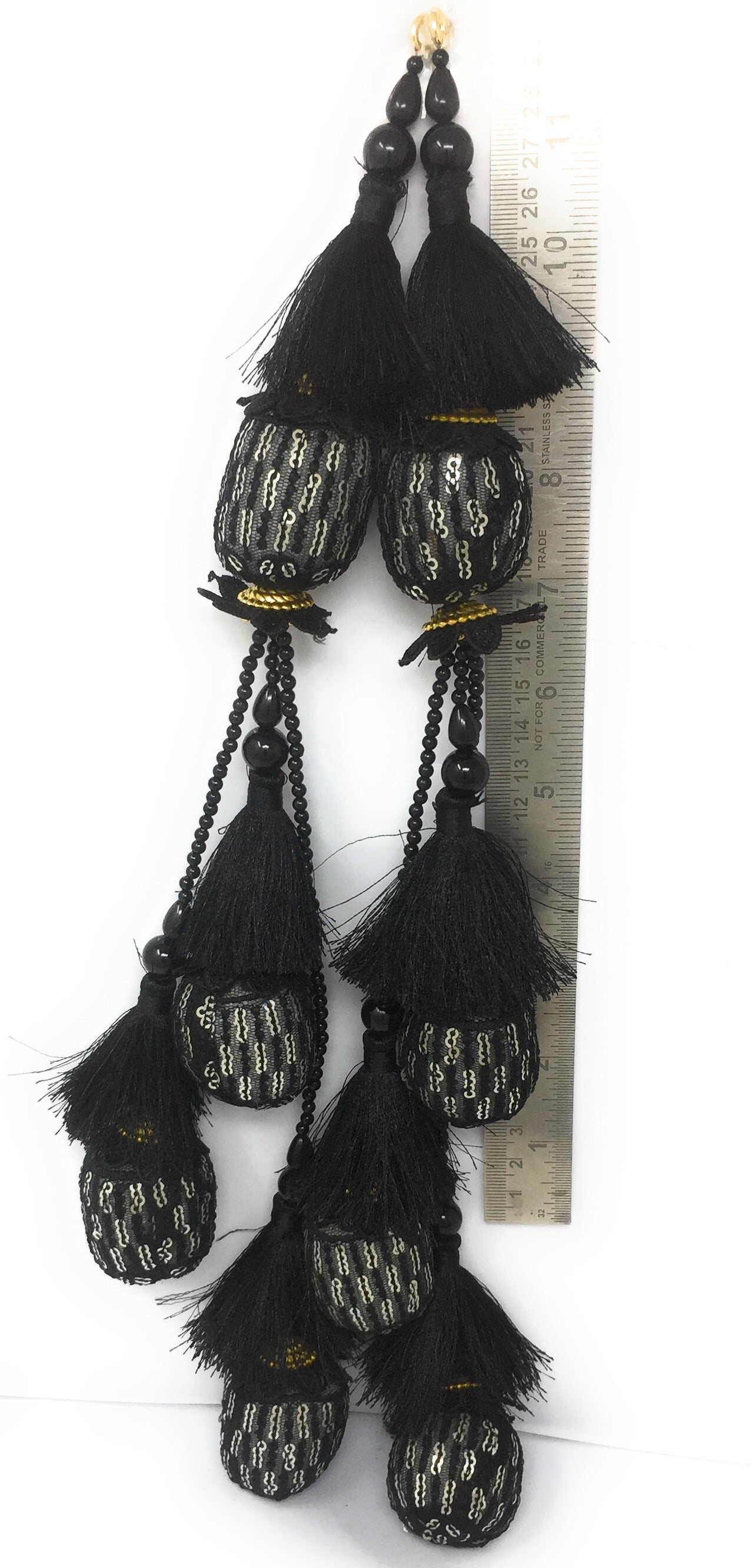 Black tassels on lehenga - Set of 2