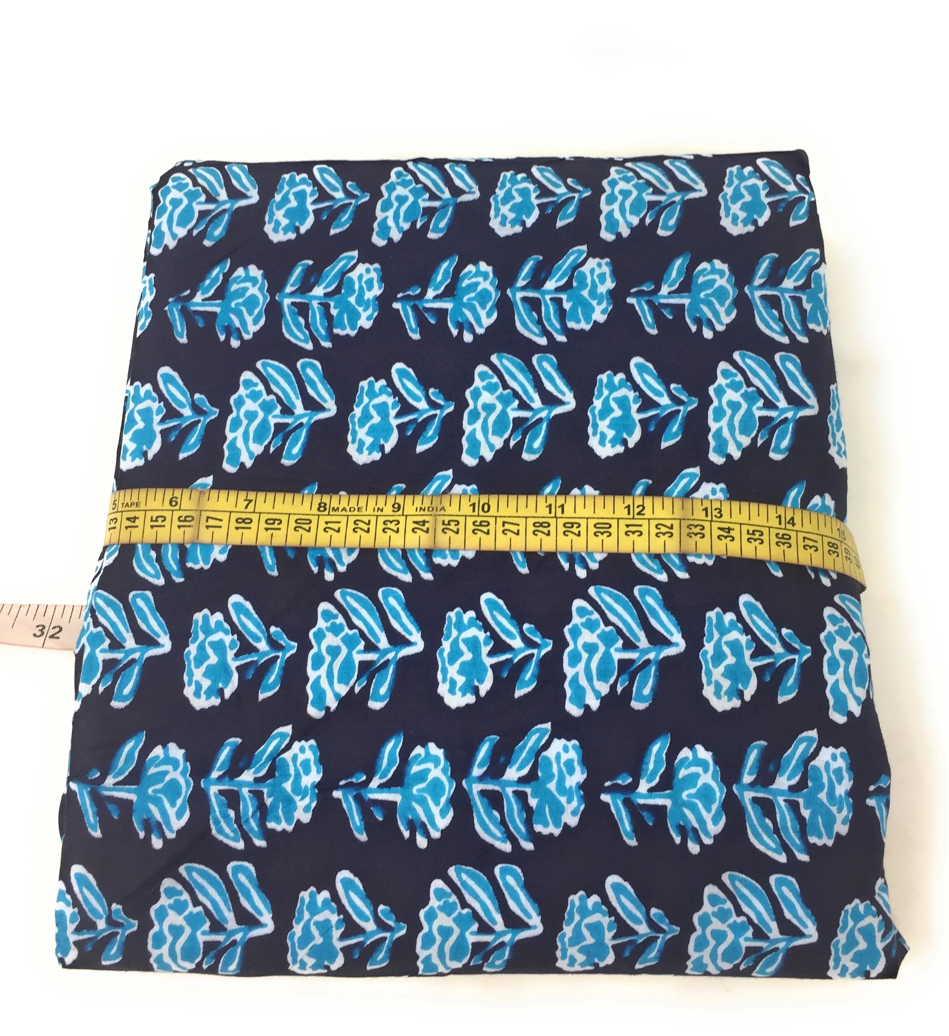 blue patterned cotton fabric
