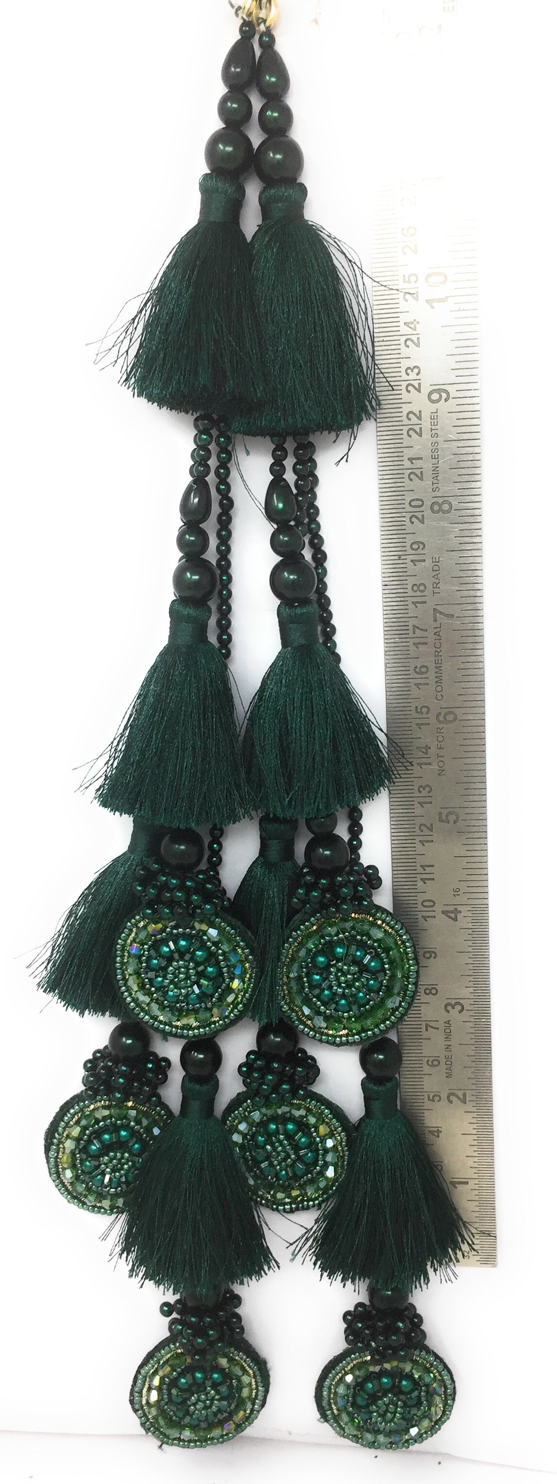 lehenga ki latkan ke design Bottle Green Crystal