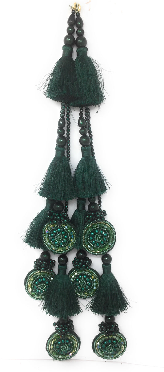 lehenga ki latkan ke design Bottle Green Crystal