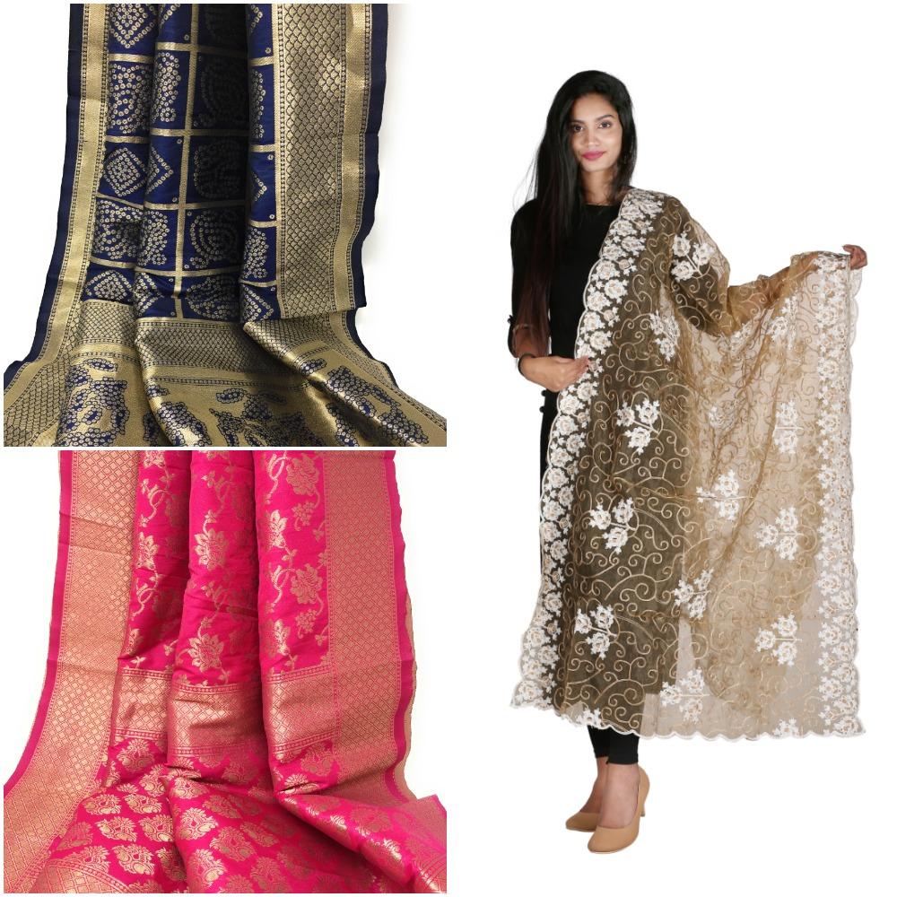 Designer dupatta embroidery Maroon