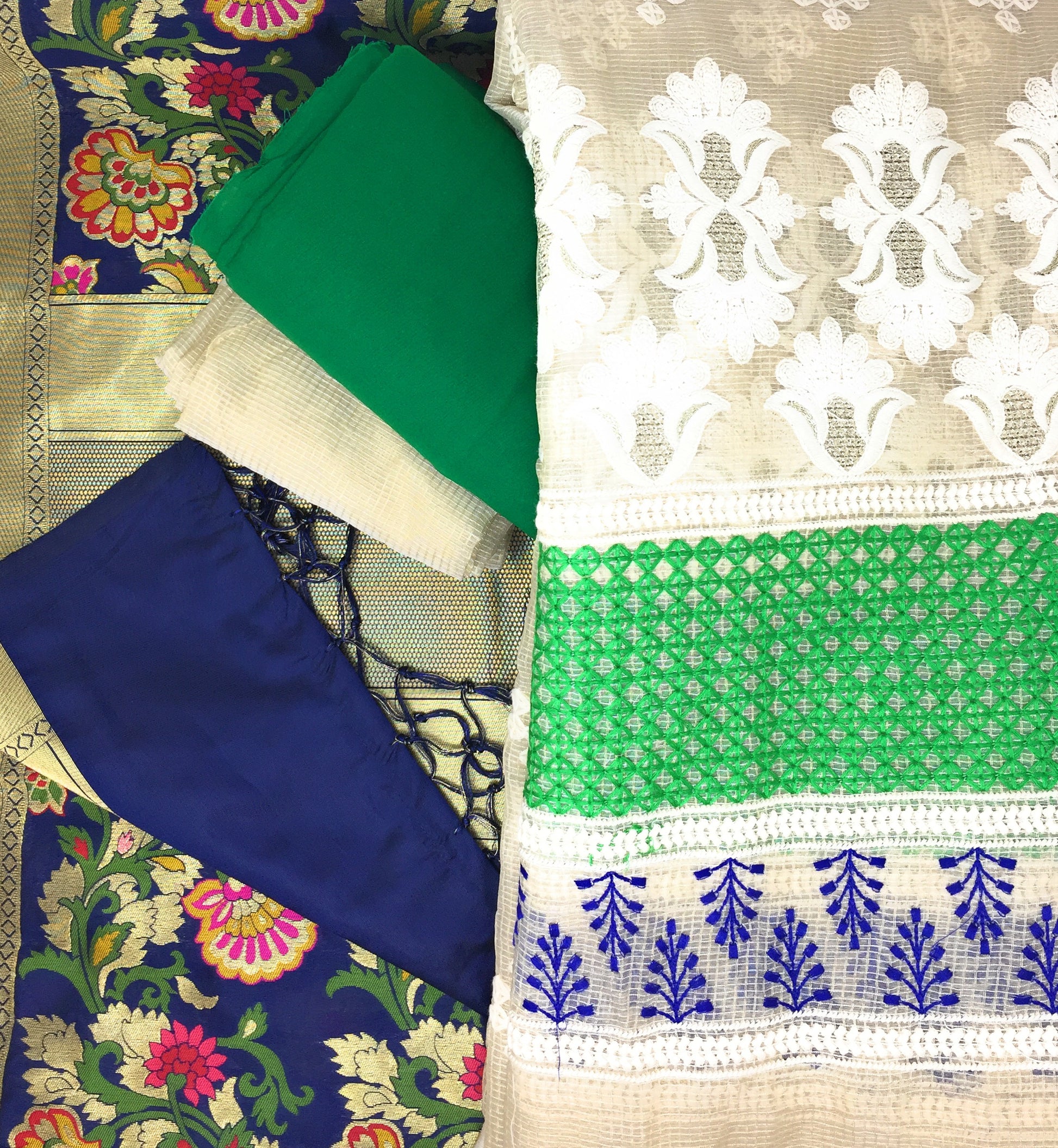 Green Kimkhab Banarasi Dupatta Dress Material Online
