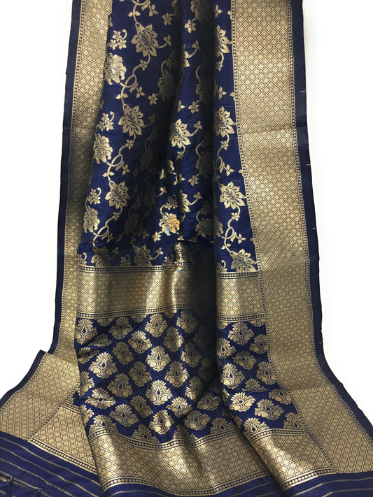 navy blue brocade dupatta