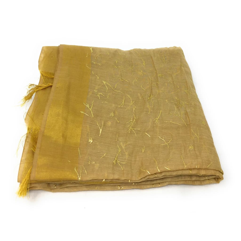 Beige Chanderi Dupatta Gold Foil Print - chanderi dupatta gold foil print dupatta