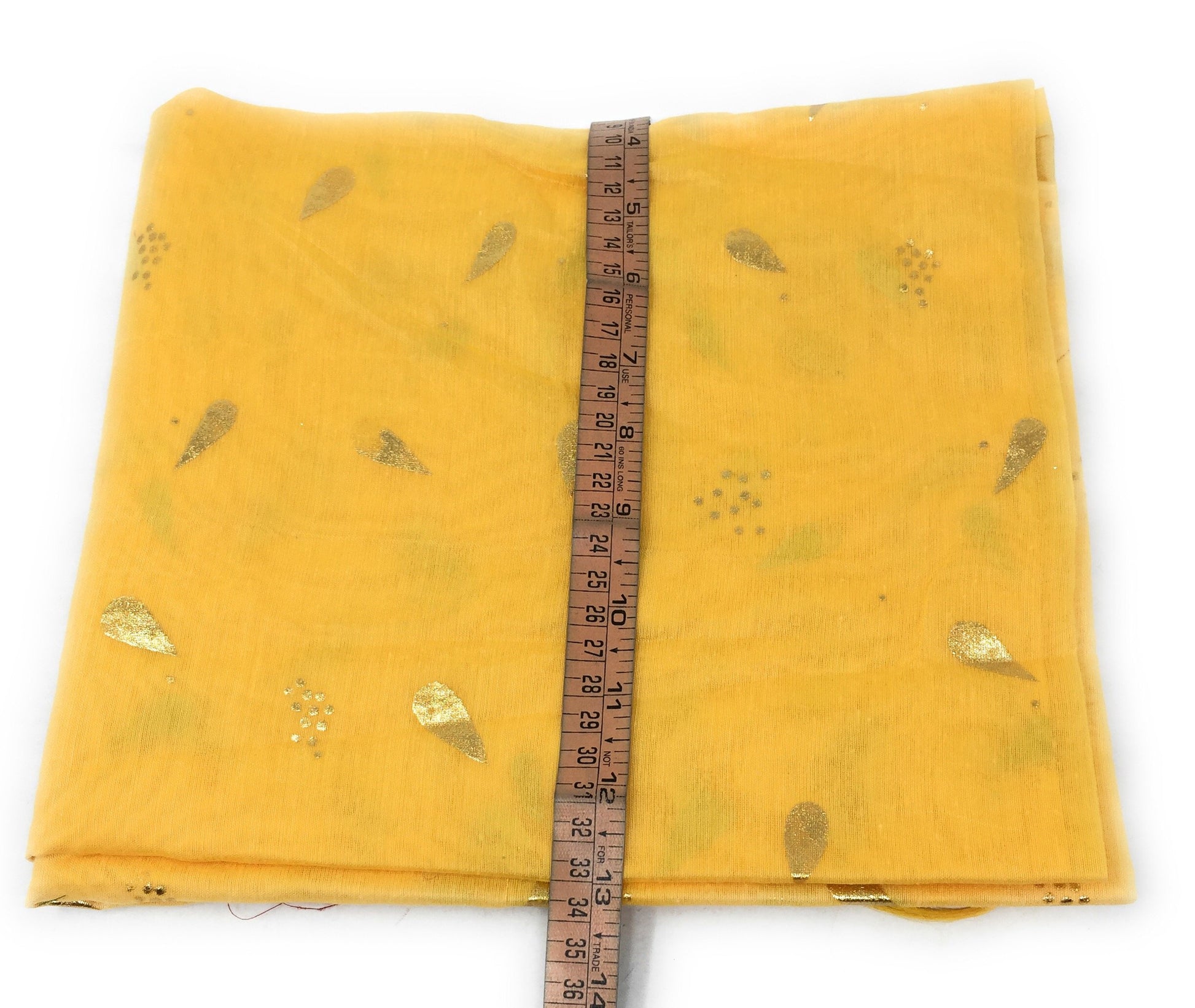 Yellow chunni in Chanderi Fabric n Gold Print