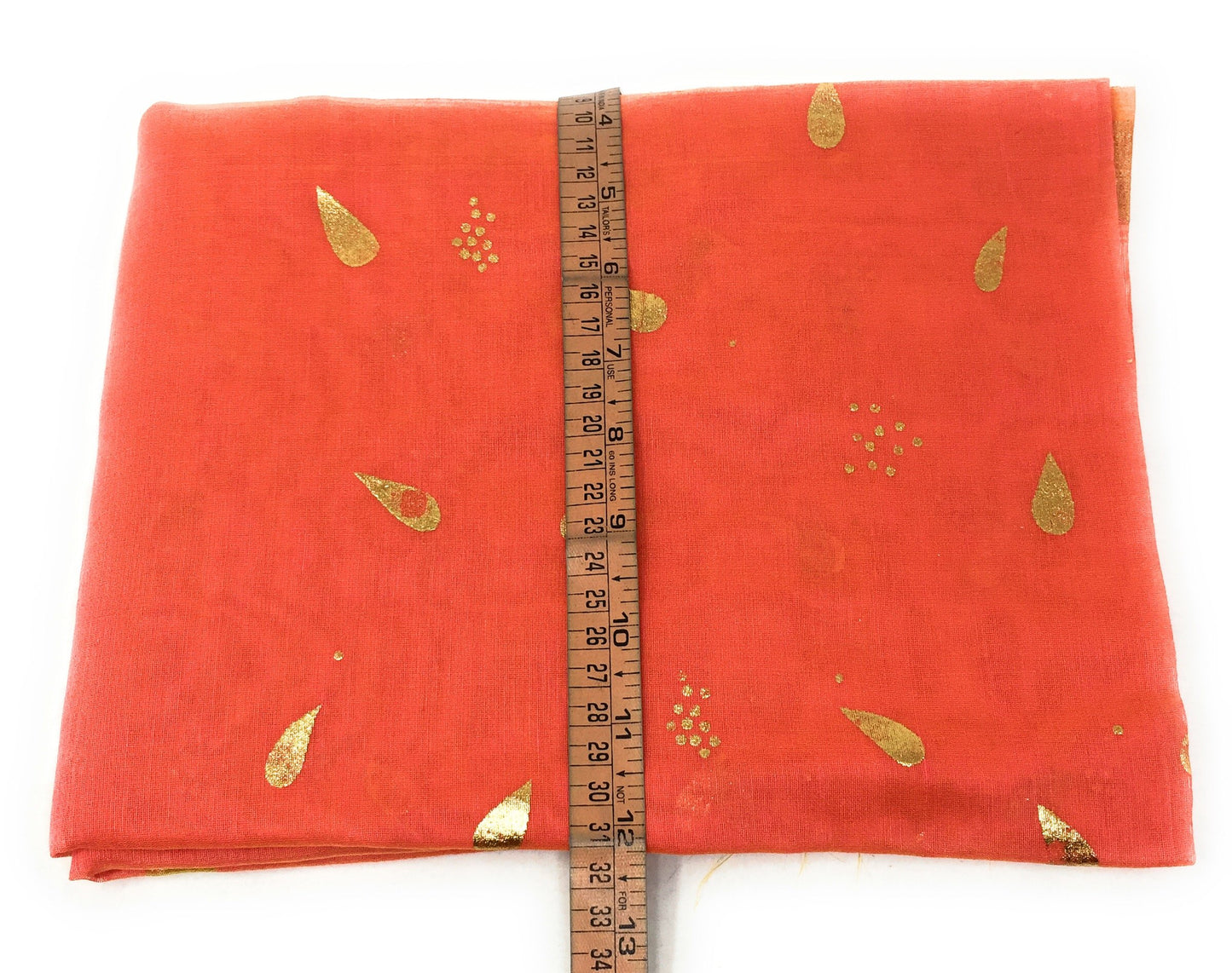 Peach chunni in Chanderi Fabric n Gold Print