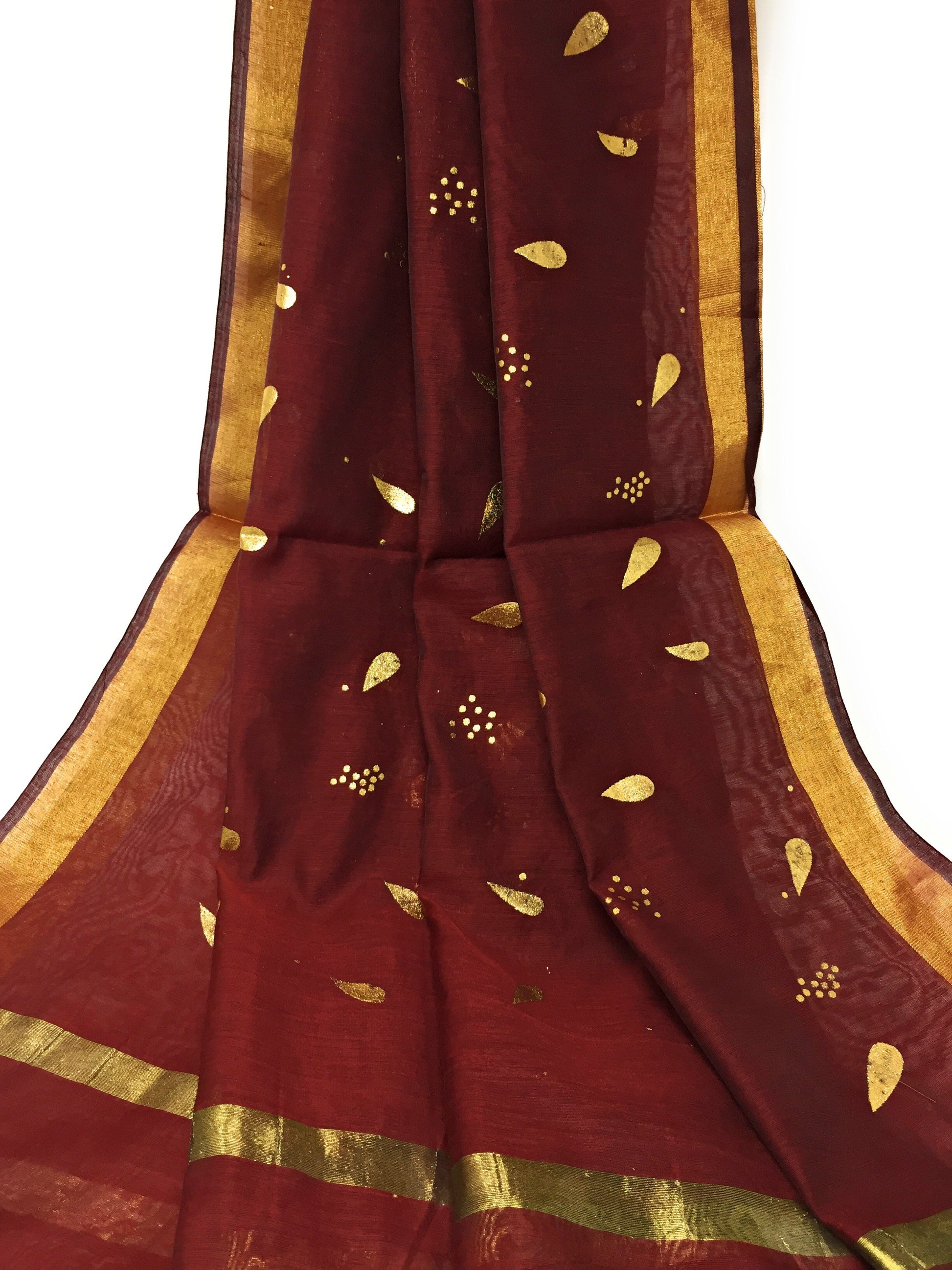 maroon Gold Dupatta Chunni