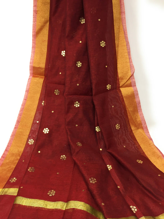 Maroon Gold Dupatta Chunni
