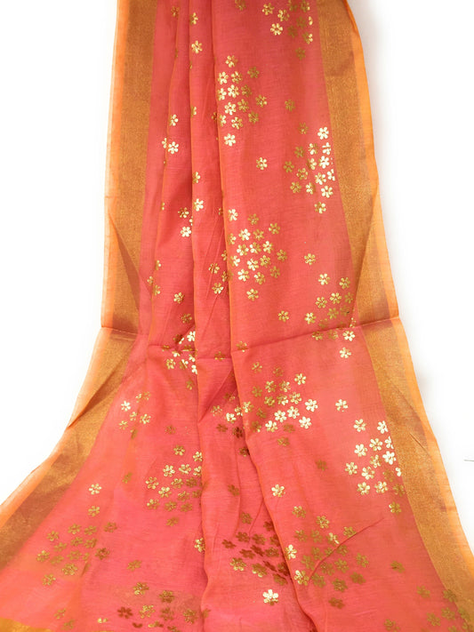 pink indian dupatta in Chanderi Fabric n Gold Print