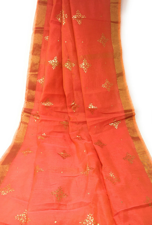 Peach Gold Dupatta Chunni