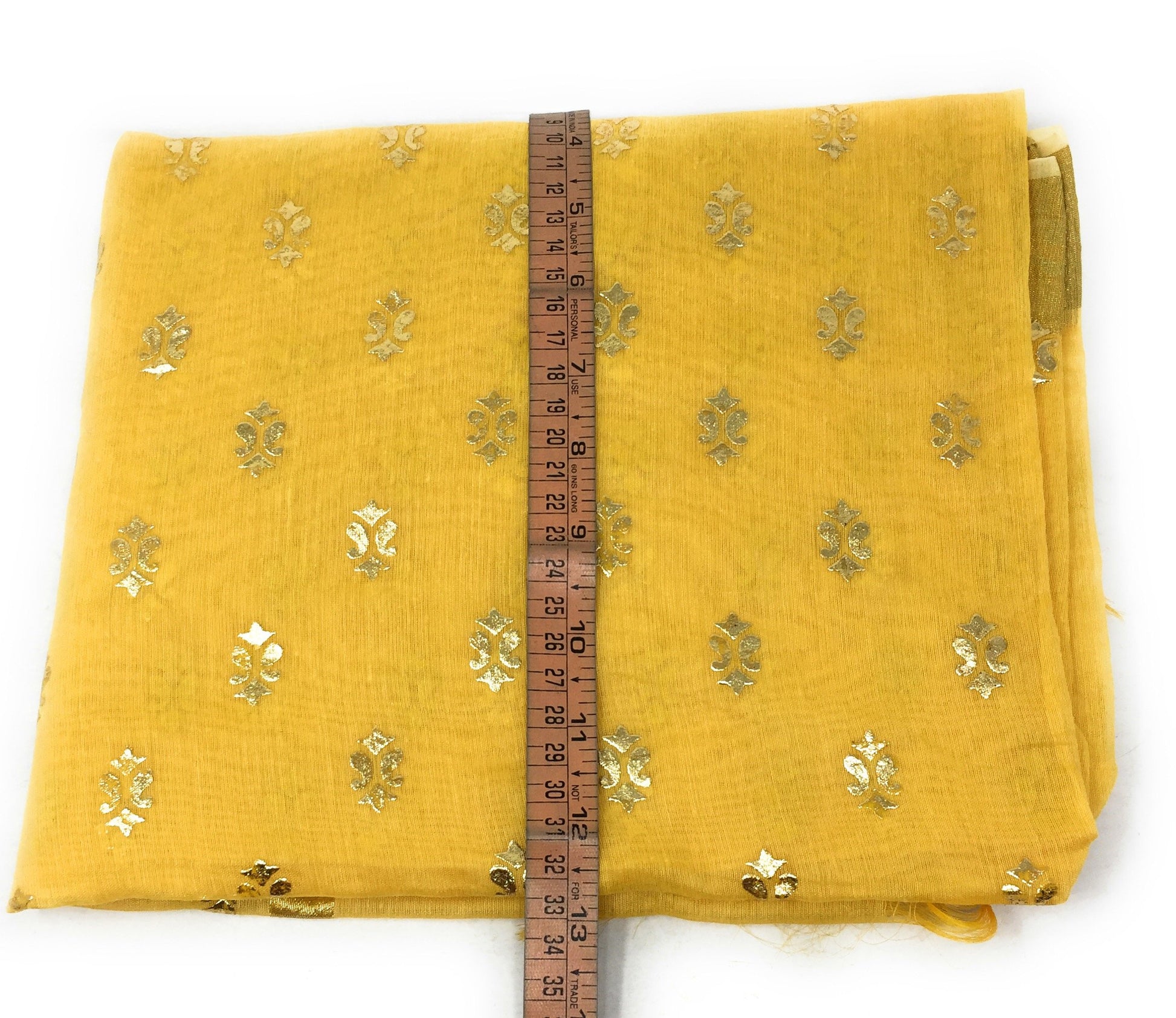 Yellow Gold Print Dupatta In Chanderi Fabric