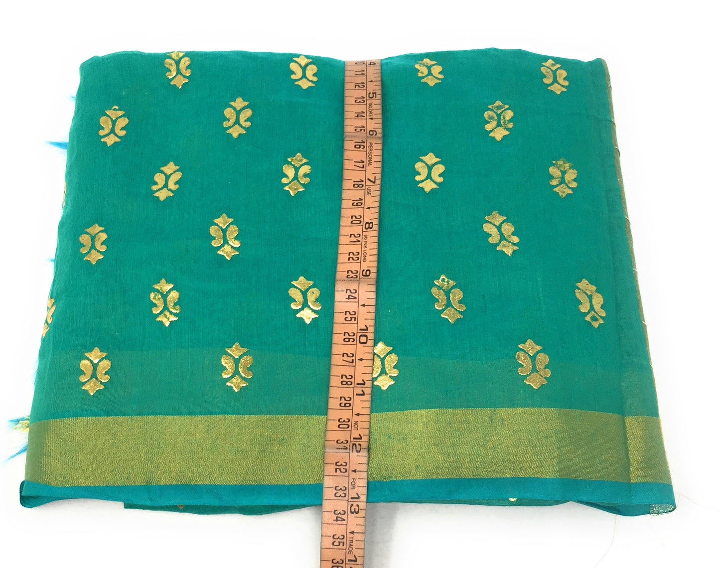Green Gold Print Dupatta In Chanderi Fabric
