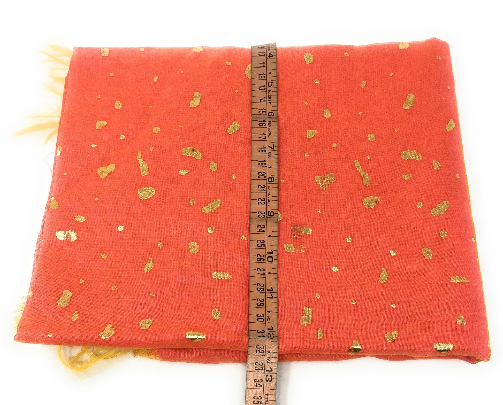 Gold Print Peach Dupatta In Chanderi Fabric