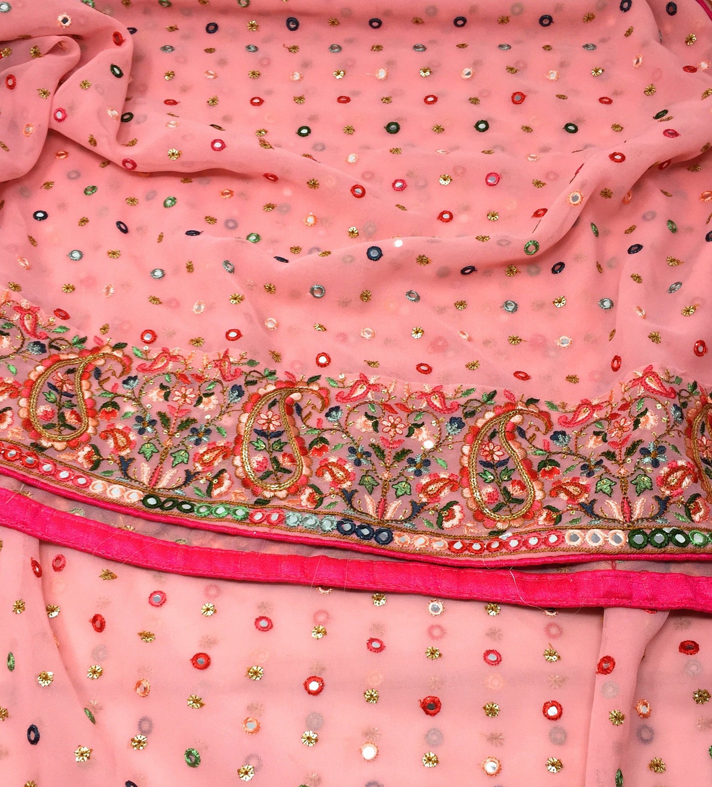 Heavy Pink Embroidered Dupatta