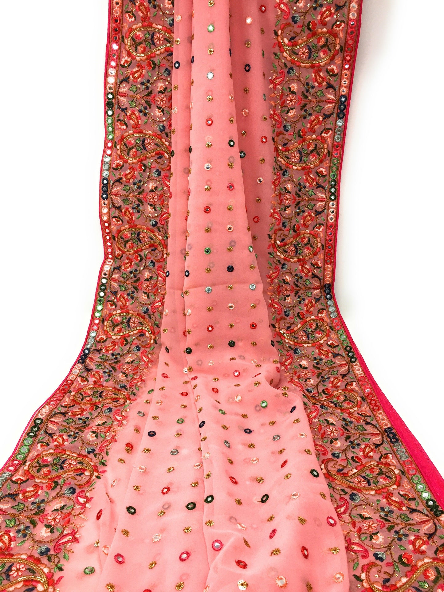 Heavy Pink Embroidered Dupatta