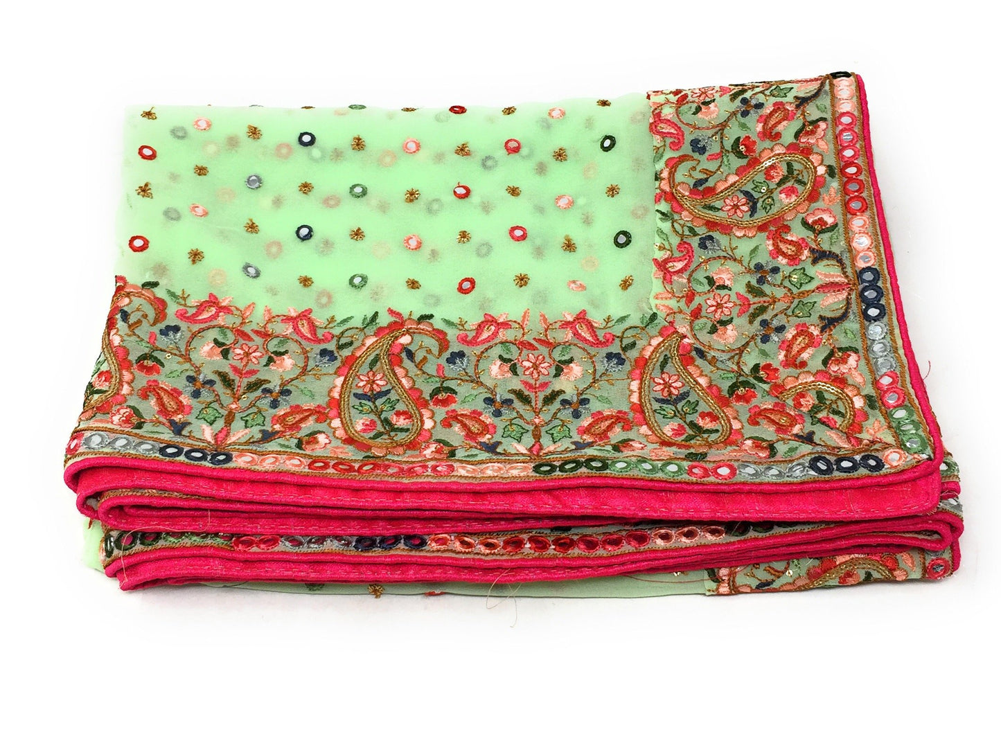 Heavy Light Green Embroidered Dupatta