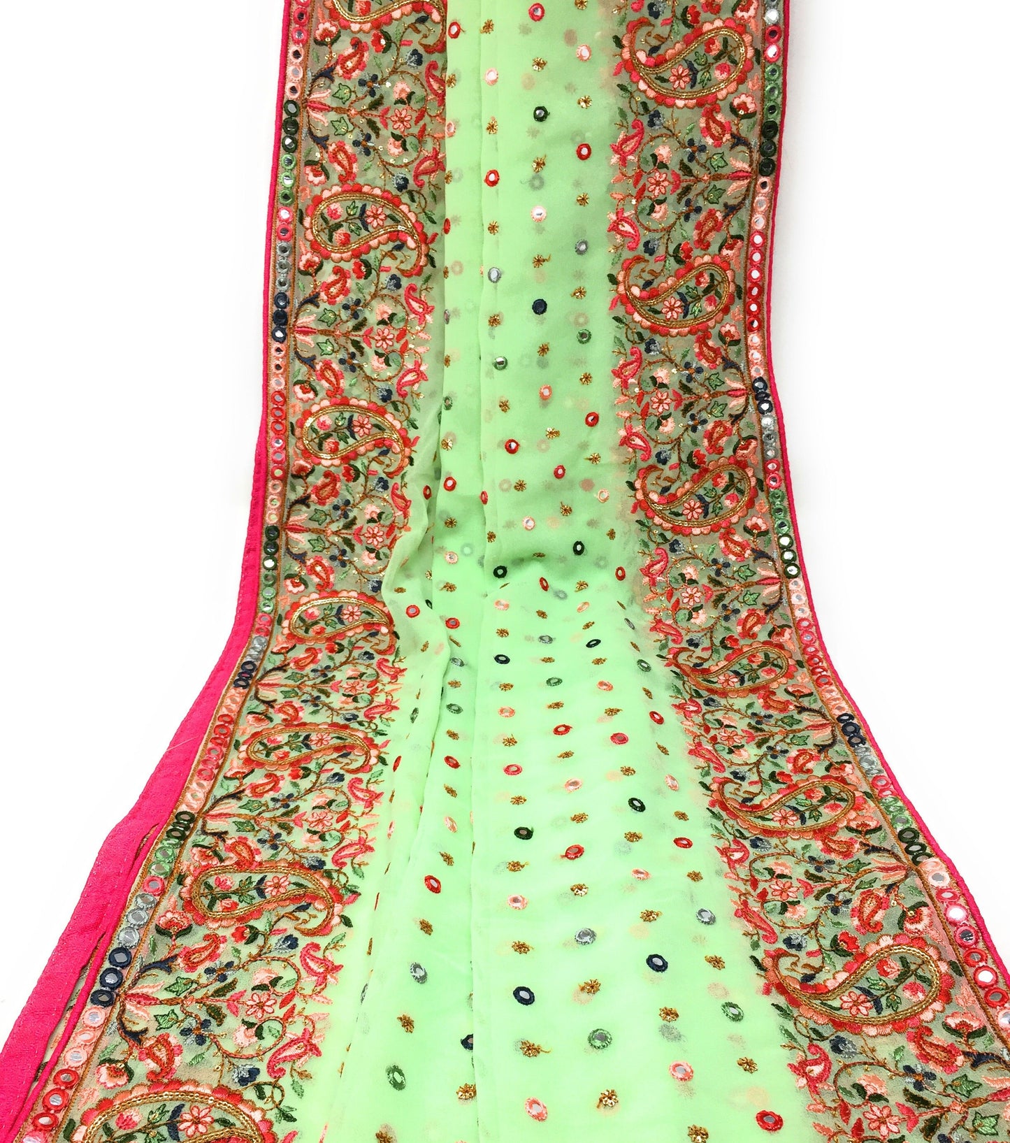 Heavy Light Green Embroidered Dupatta