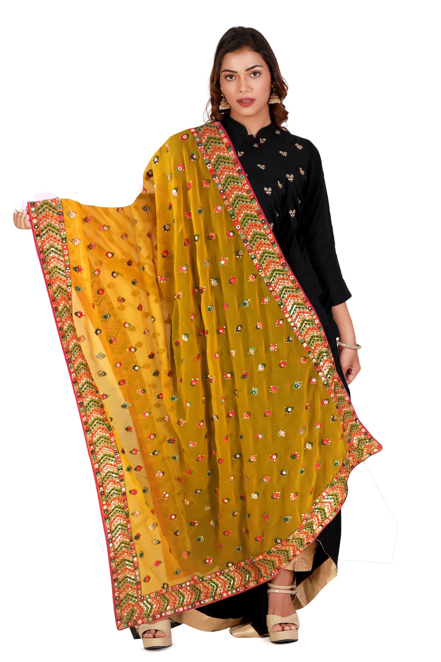 Yellow Embroidered Dupatta Heavy