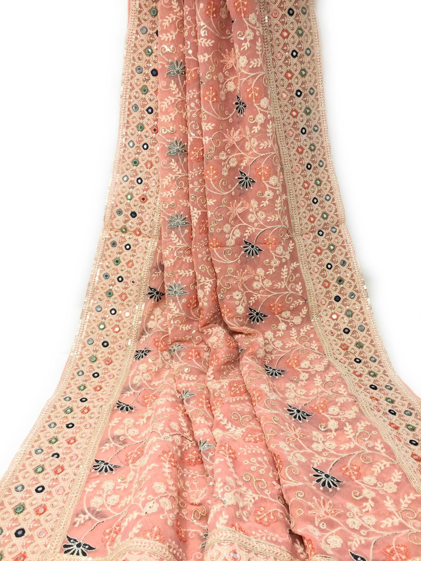 Heavy Pastel Pink Embroidered Dupatta