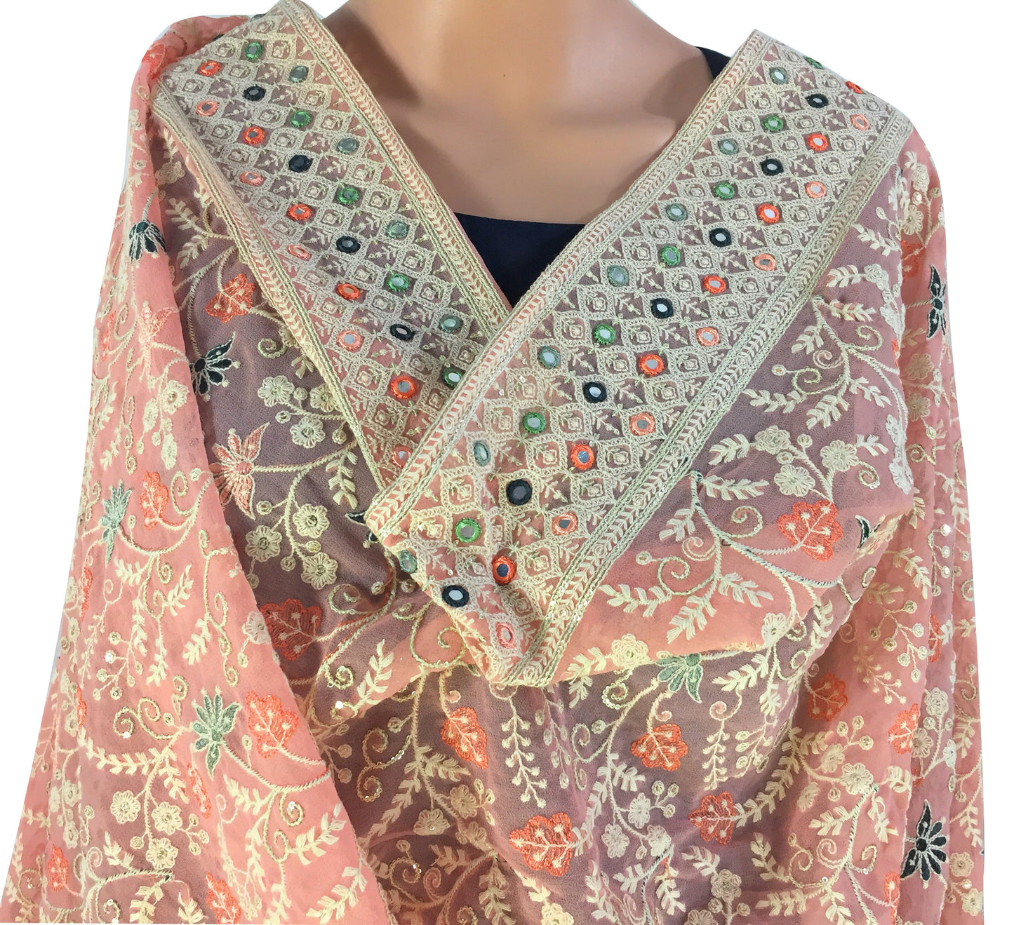 Heavy Pastel Pink Embroidered Dupatta