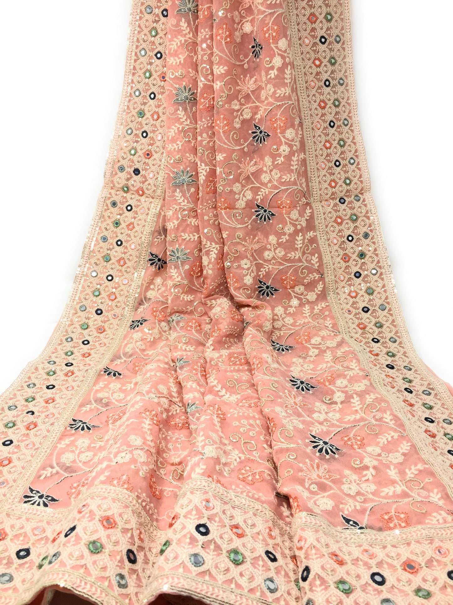Heavy Pastel Pink Embroidered Dupatta