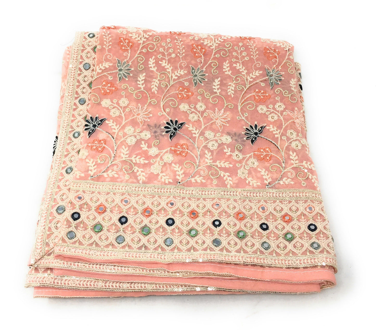 Heavy Pastel Pink Embroidered Dupatta