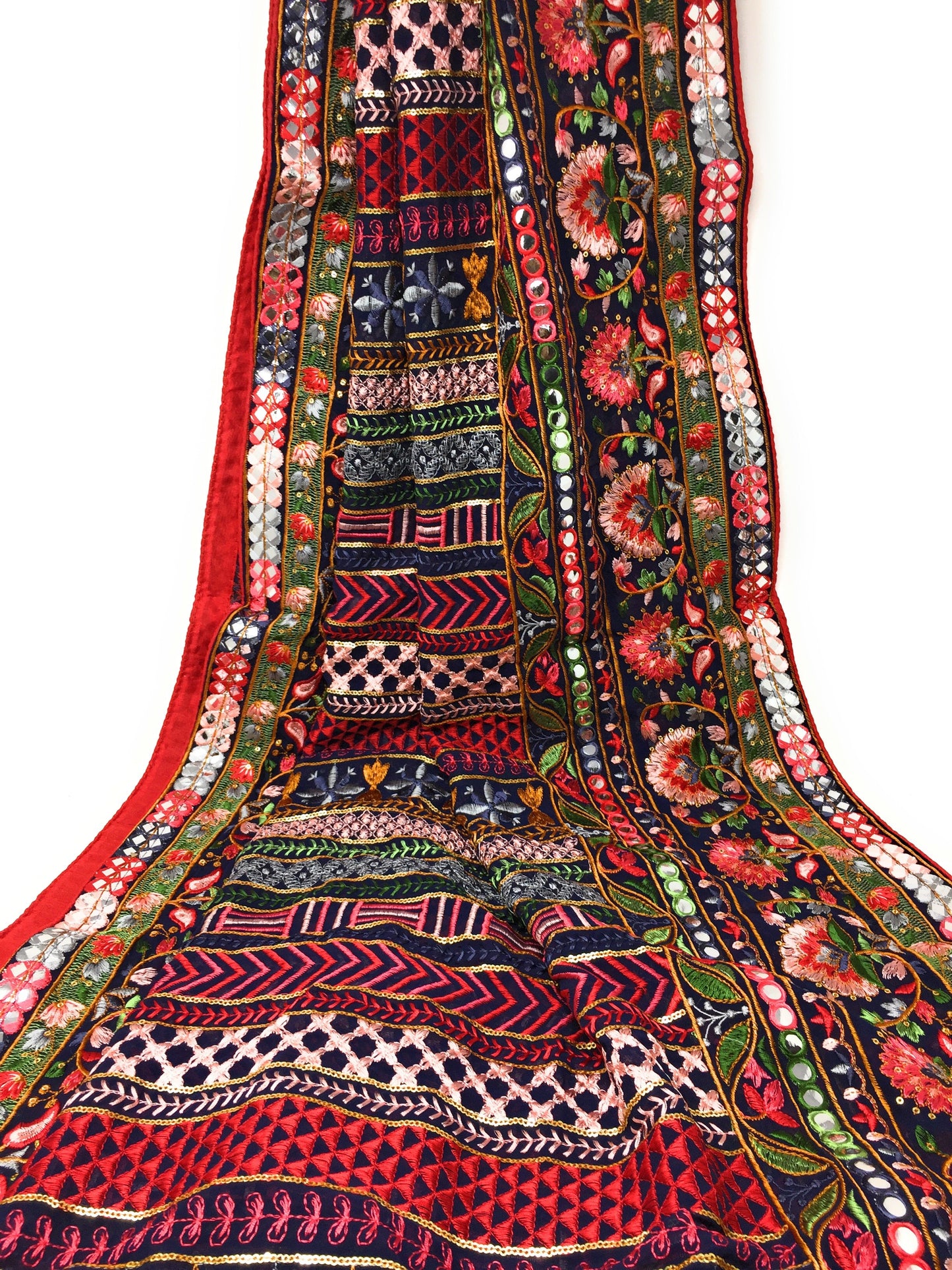 Heavy Work Dupatta on Navy Blue Georgette
