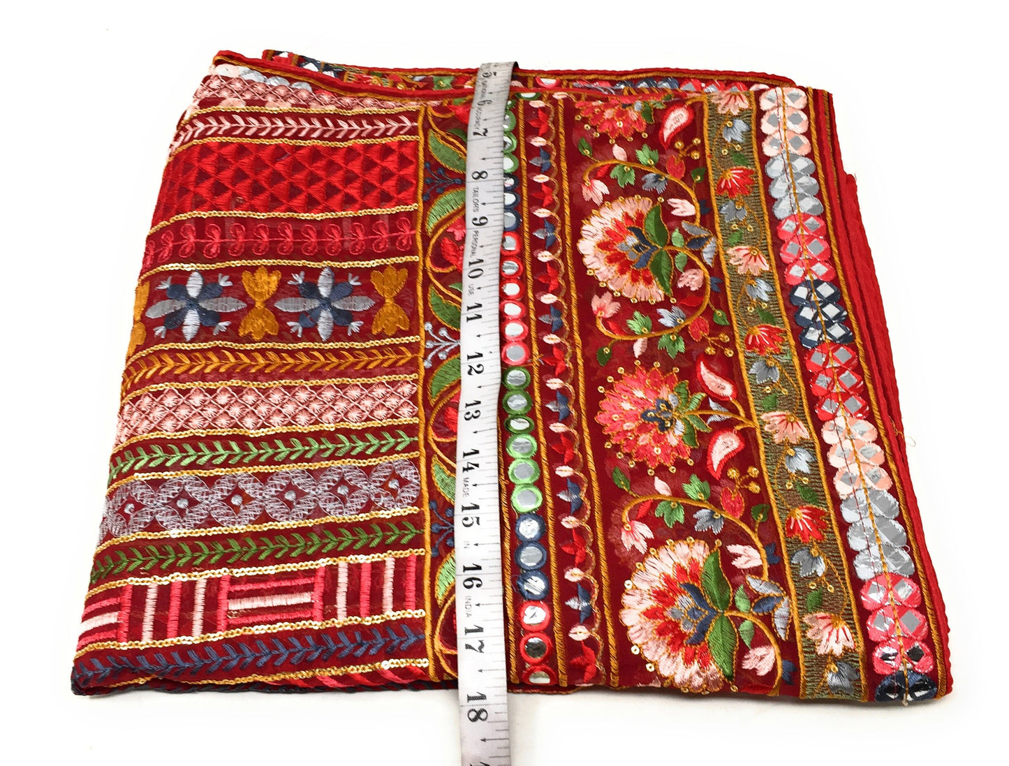 Heavy Embroidery Dupatta on Red Georgette