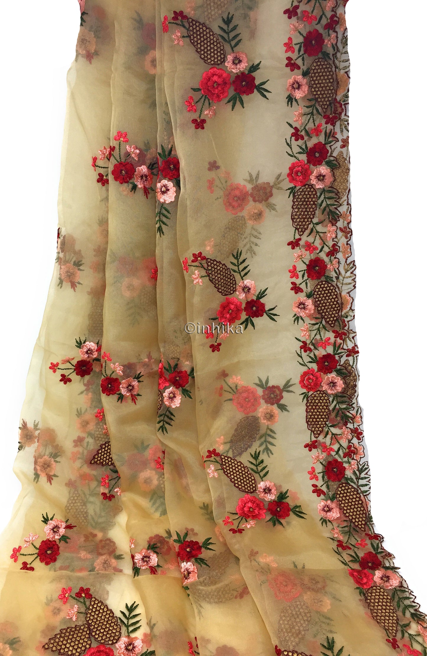 Light Fluffly Organza Dupatta With Embroidery Work in Multi Colour