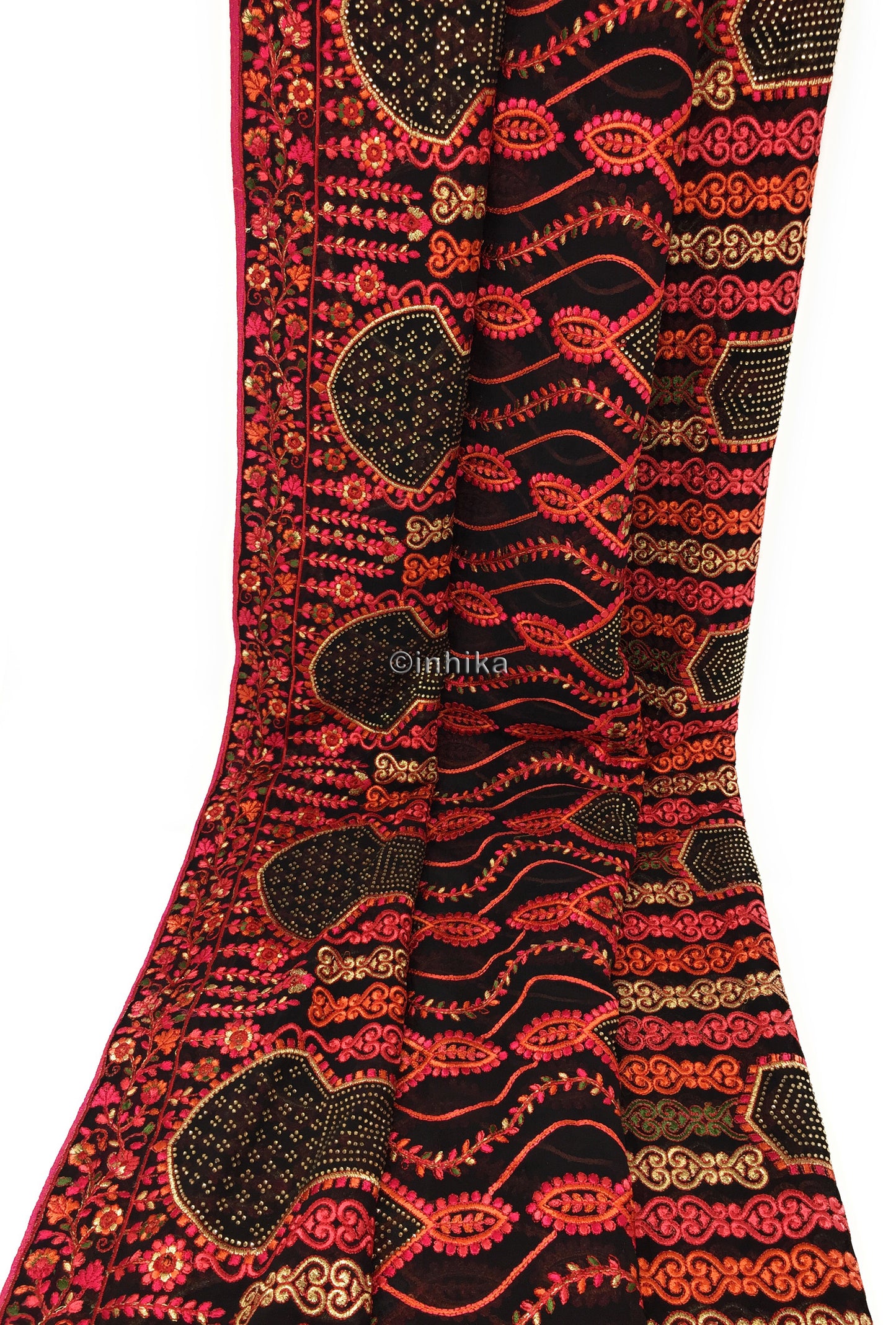 Bridal Dupatta with Kashmiri Embroidery n Stone Work