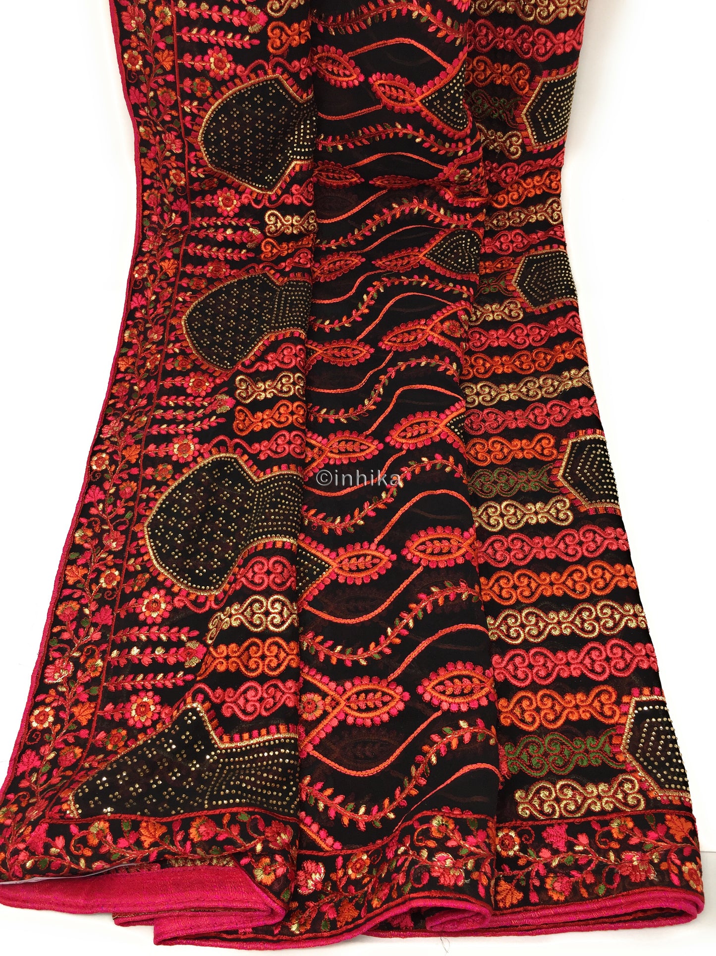 Bridal Dupatta with Kashmiri Embroidery n Stone Work