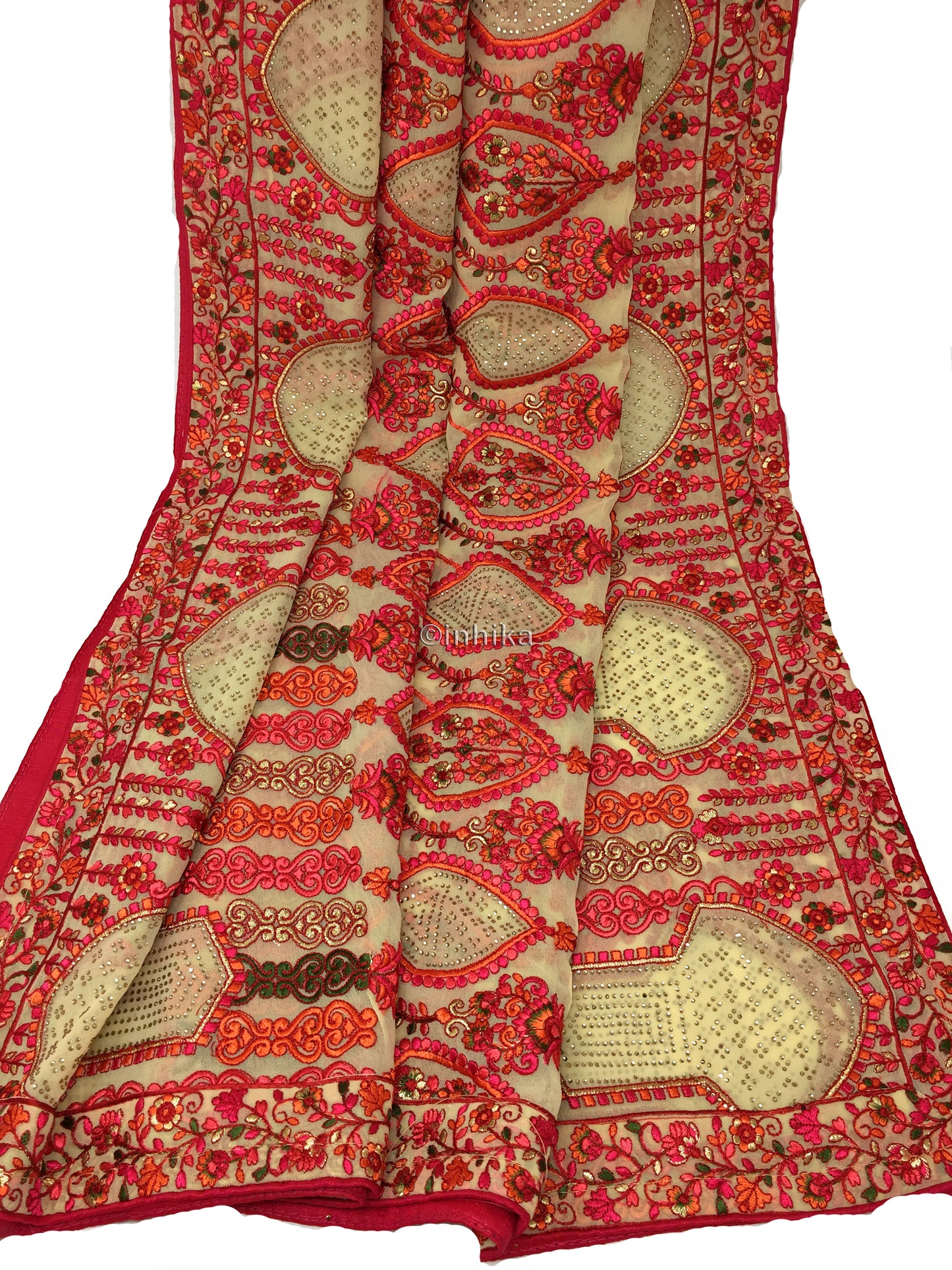 Bridal Dupatta with Kashmiri Embroidery n Stone Work