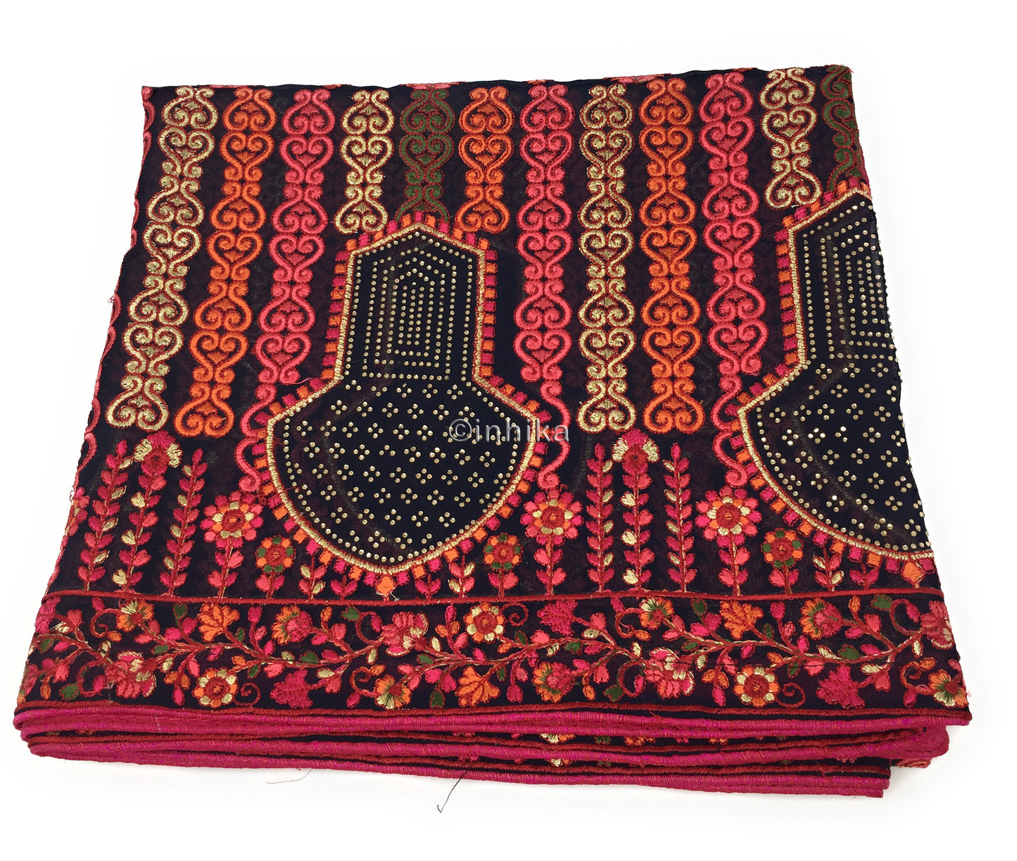 Bridal Dupatta with Kashmiri Embroidery n Stone Work