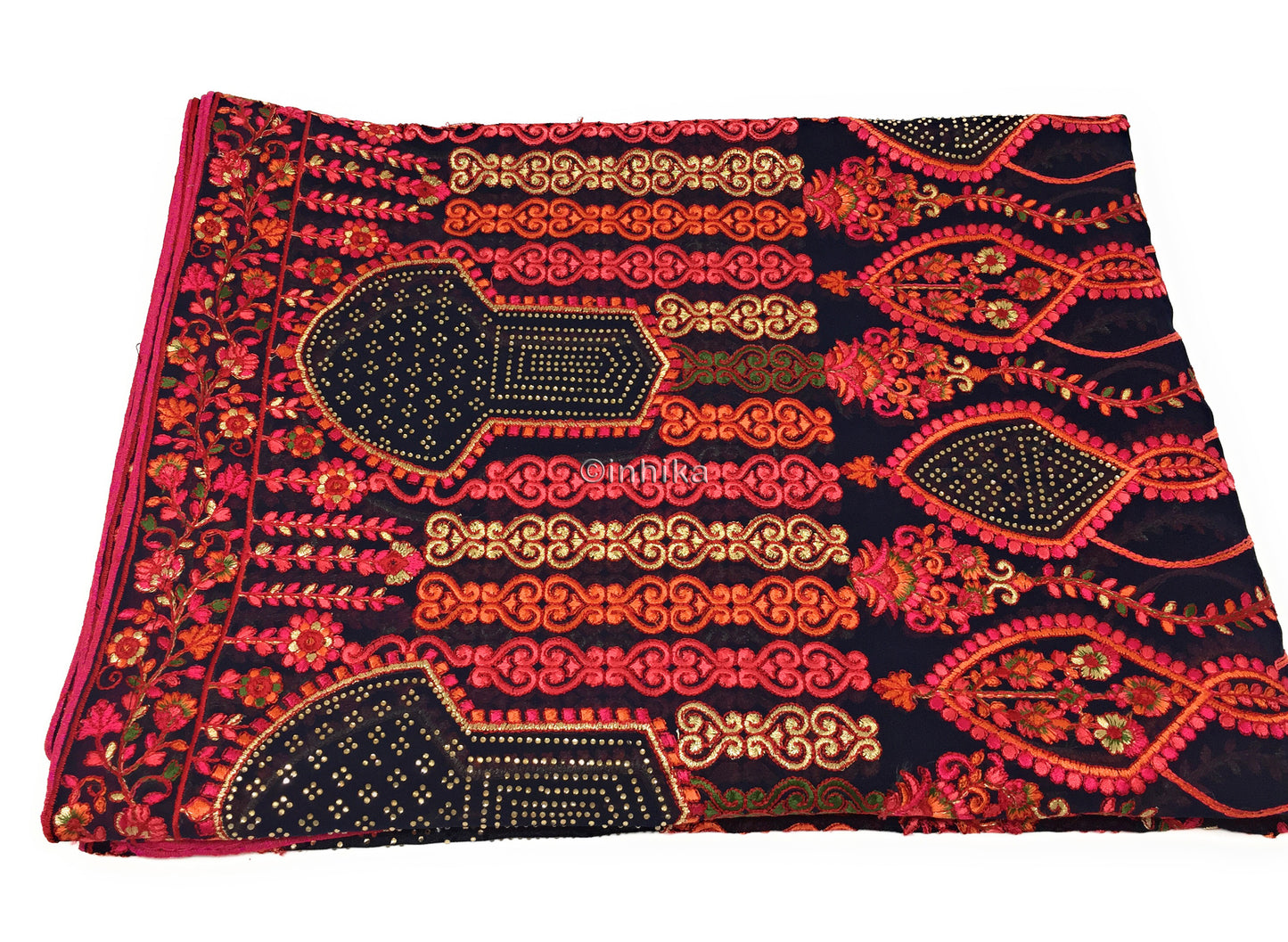 Bridal Dupatta with Kashmiri Embroidery n Stone Work