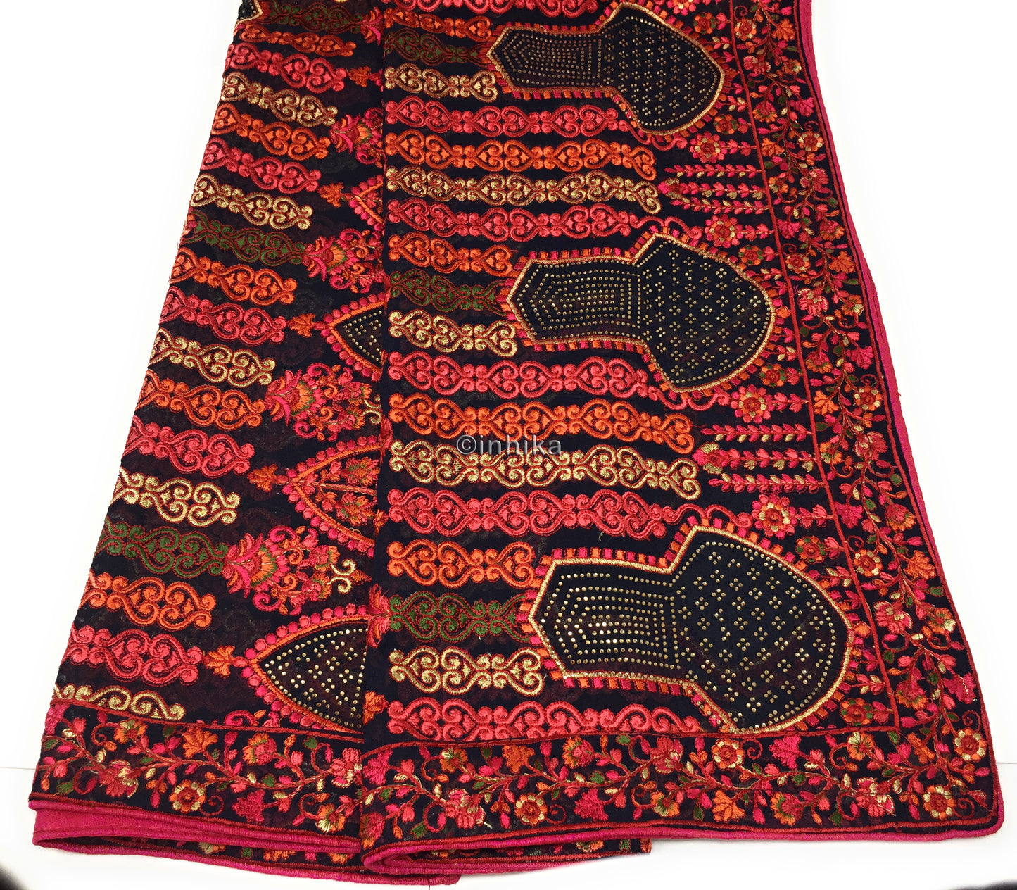 Bridal Dupatta with Kashmiri Embroidery n Stone Work
