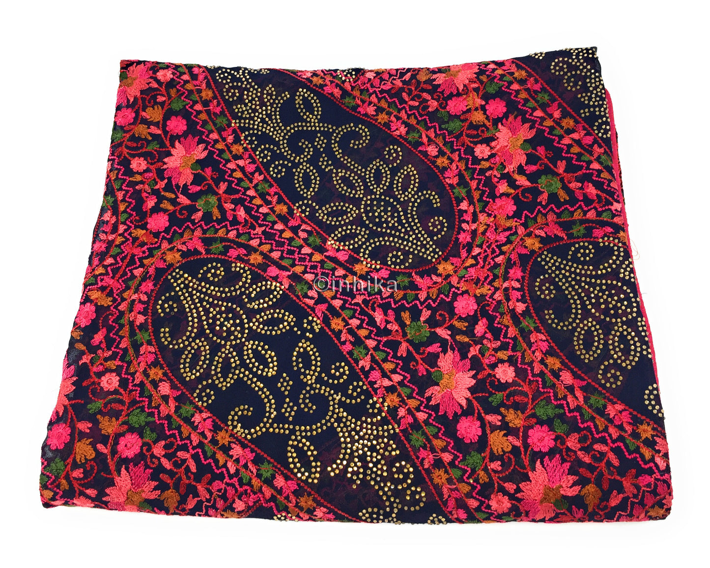 Indian Dupatta with Kashmiri Embroidery n Stone Work