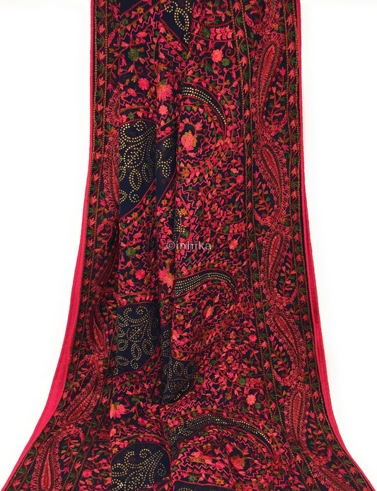 Indian Dupatta with Kashmiri Embroidery n Stone Work