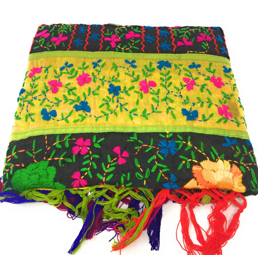 dupatta, Handwork, Embroidered, Faux Mirror Work, Kutchi Style