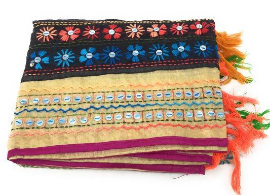 dupatta, Handwork, Embroidered, Faux Mirror Work, Kutchi Style