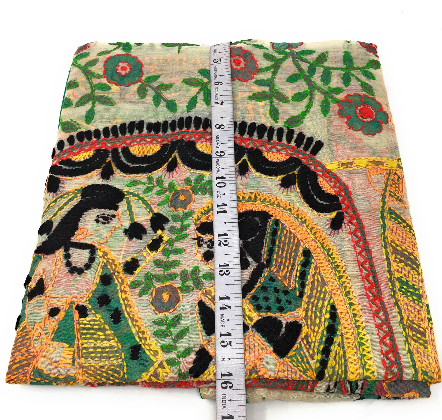 Kantha Dupatta Embroidery on Madhubani Painting
