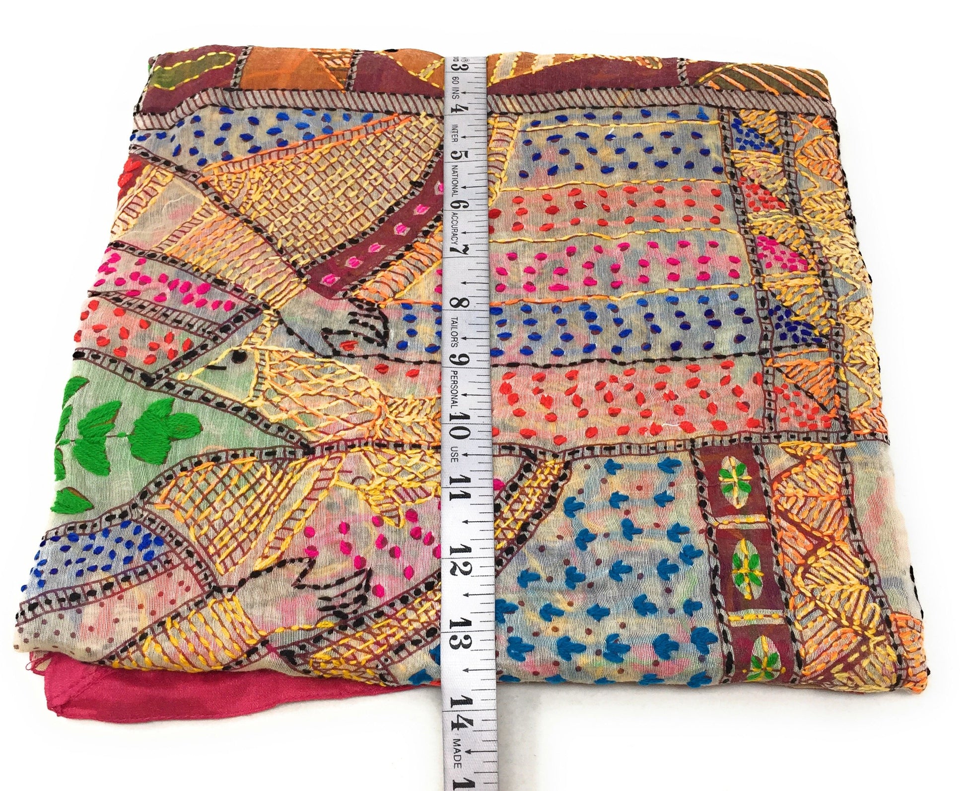 Dupatta, Kantha Embroidery Work on Madhubani Art