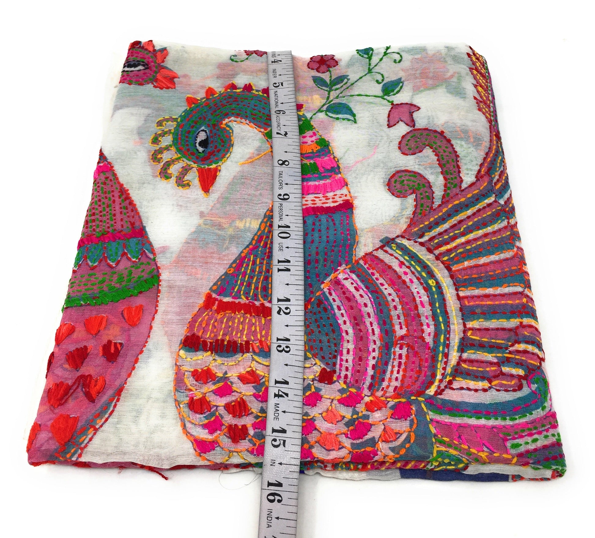 Hand Embroidery Dupatta - Kantha Stitch on Madhubani Drawing