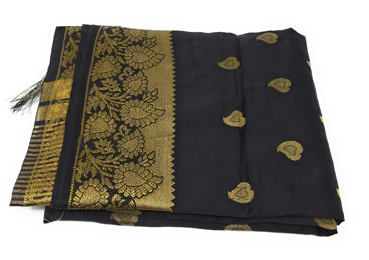 Black Dupatta With Golden Border