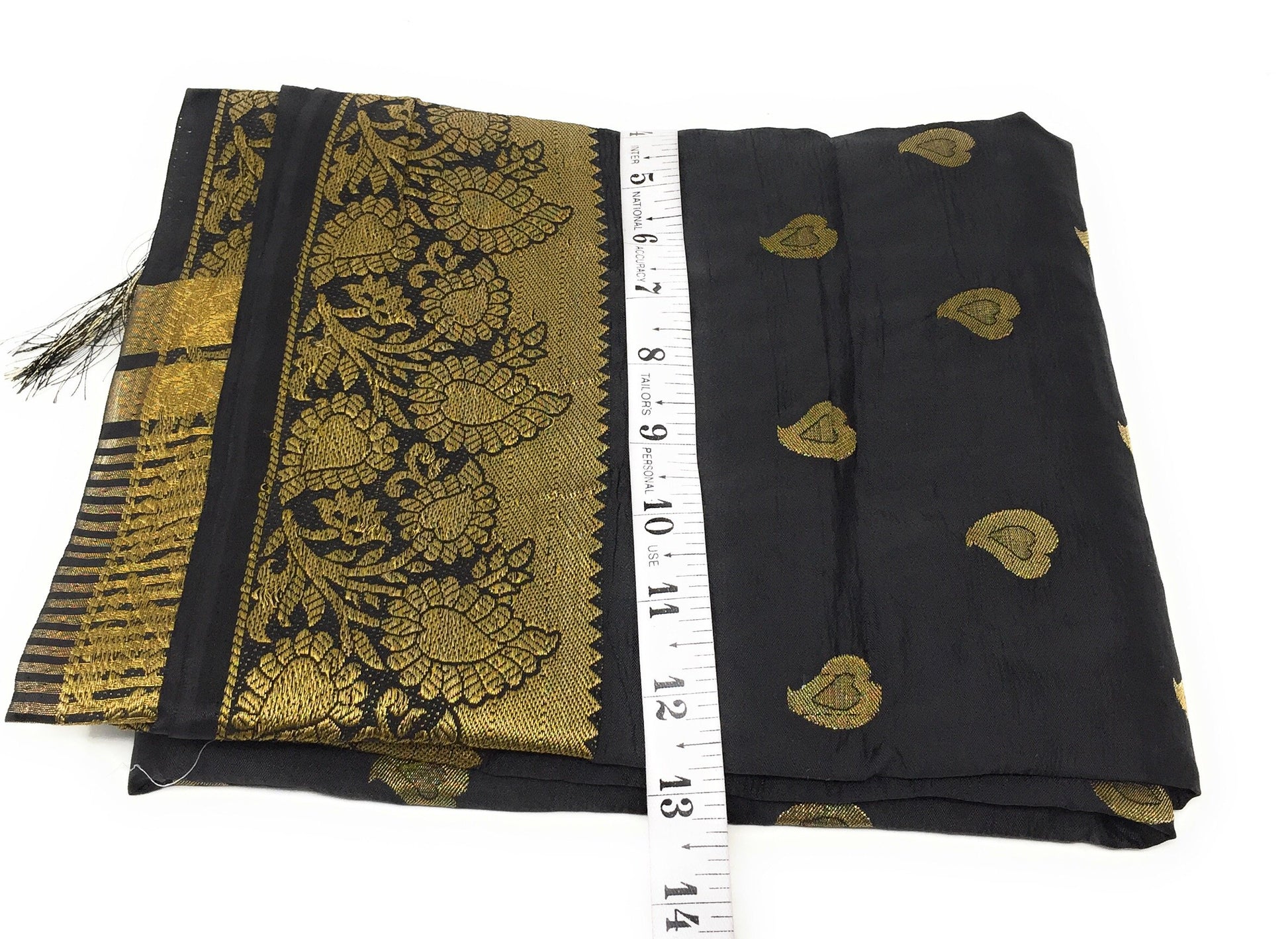 Black Brocade Dupatta with Gold Paisley Motifs