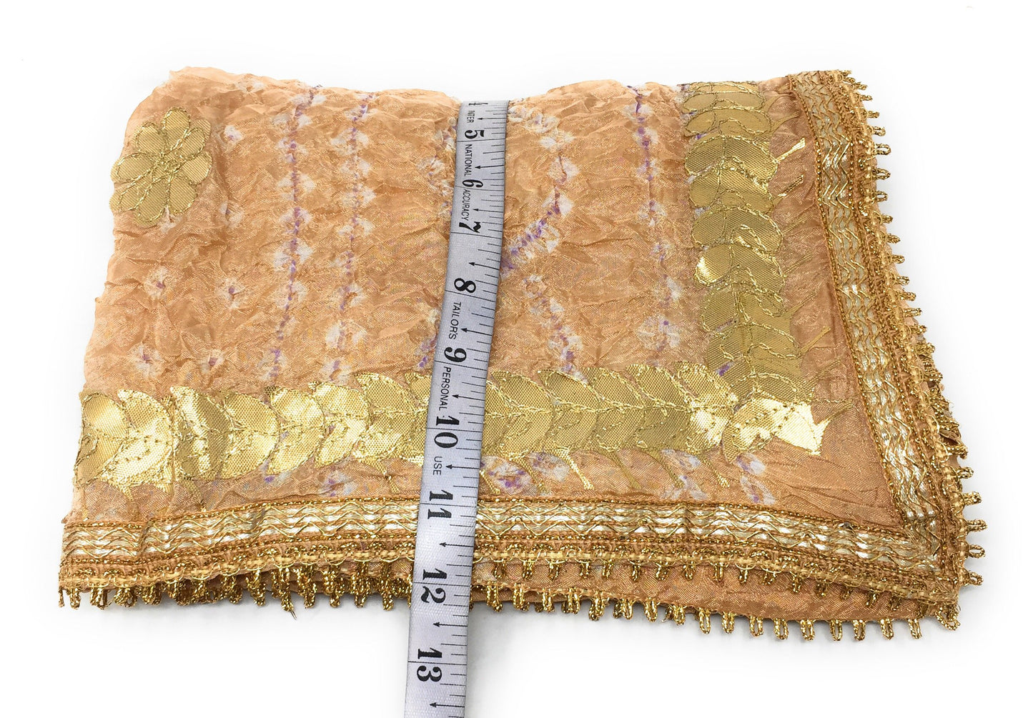 Bandhani Dupatta With Gota Patti Work in Peach