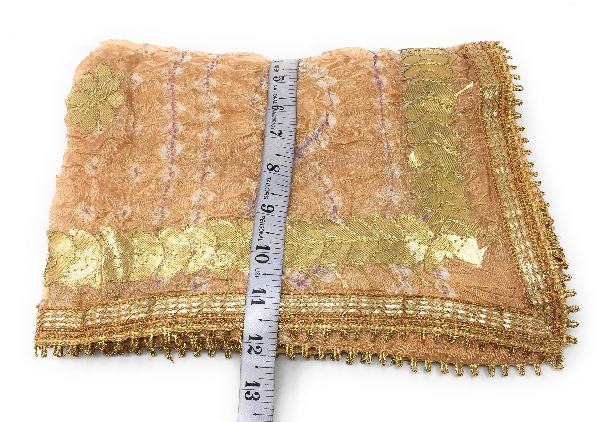 Bandhani Dupatta With Gota Patti Work in Peach