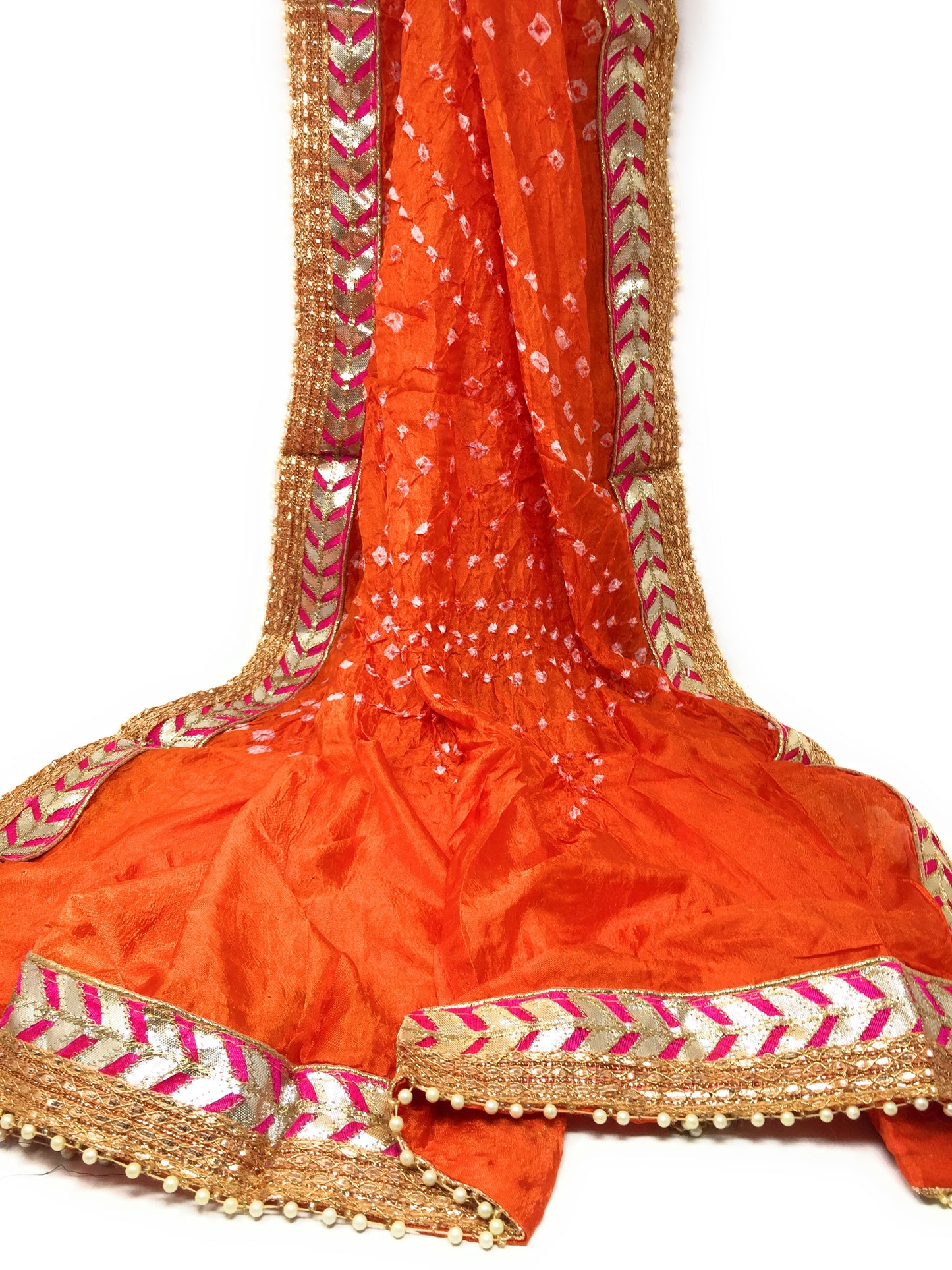 Bandhani Gota Patti Dupatta in Orange